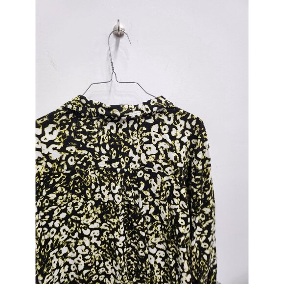 Rock & Republic Womens Animal Print Top XXL Green Tab Sleeve Button Up Casual - Picture 8 of 8